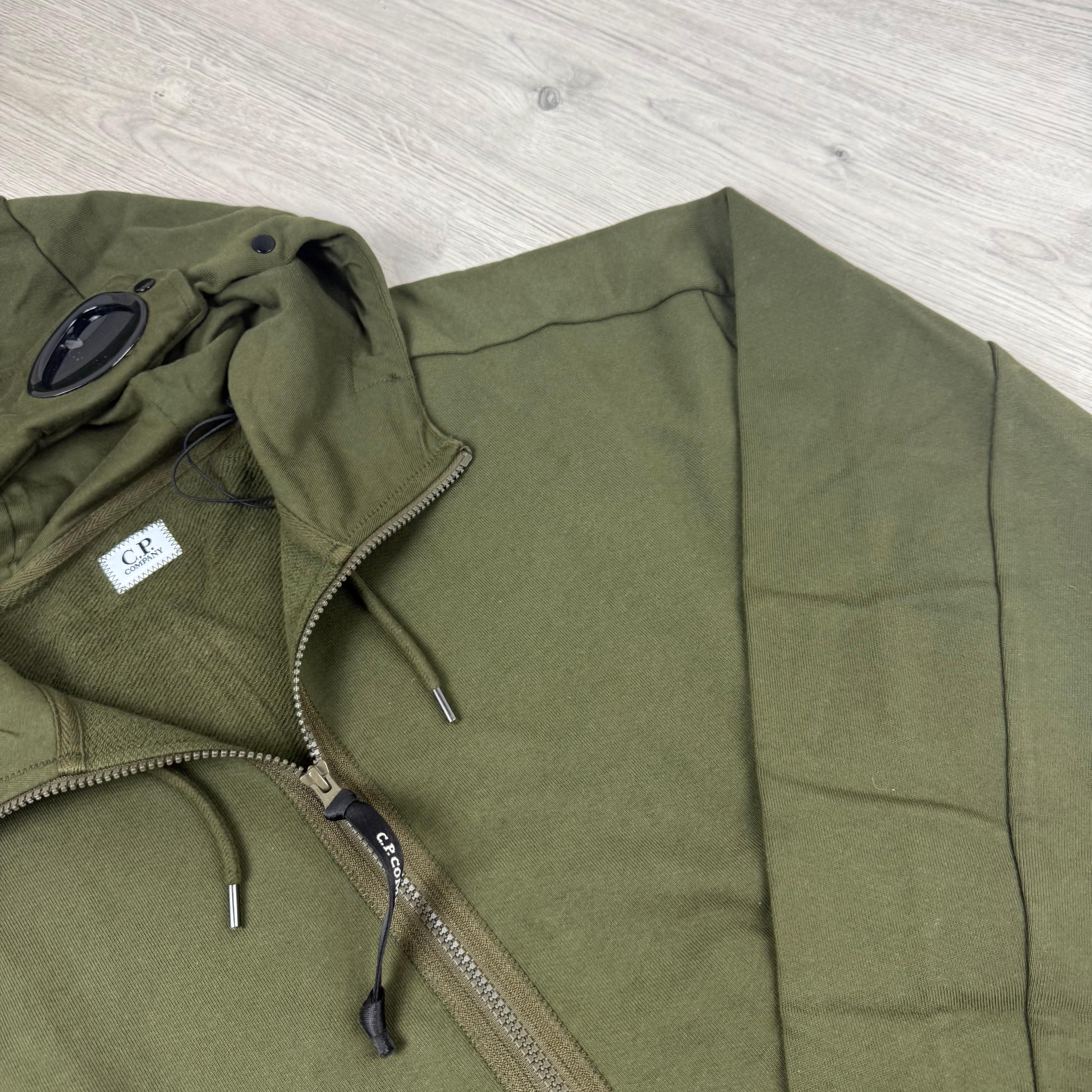 CP Company Raised Fleece Goggle Hoodie - Ivy Green