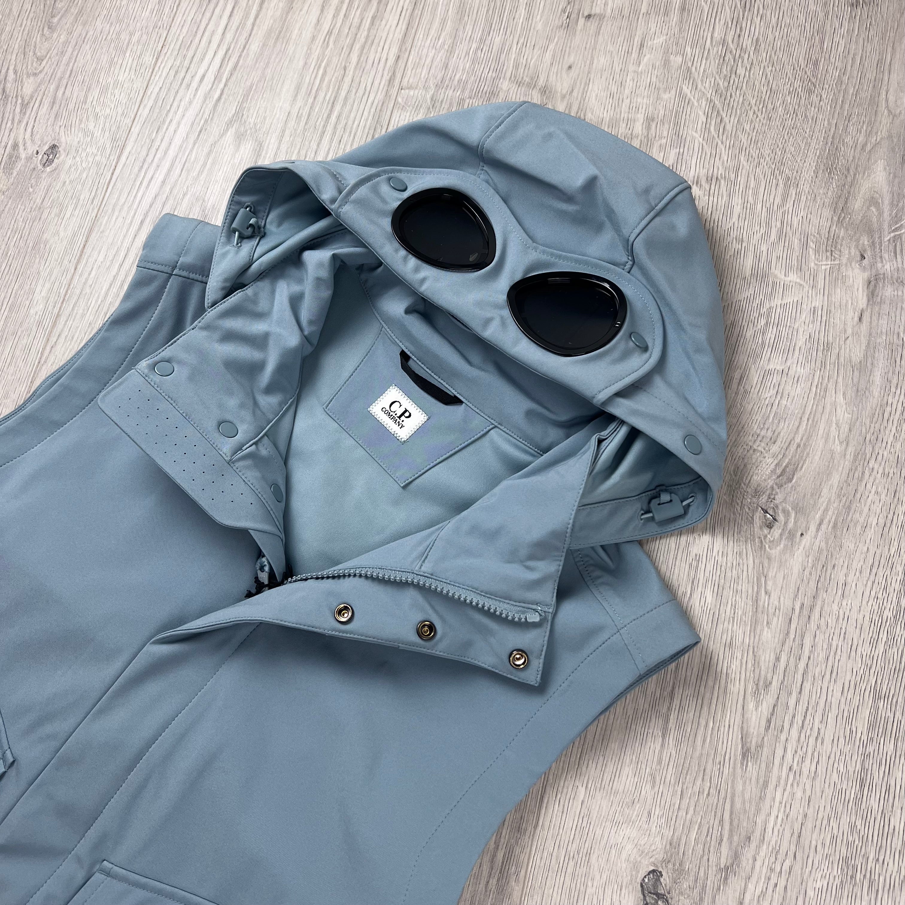 CP Company Goggle Shell Gilet - Silver Blue