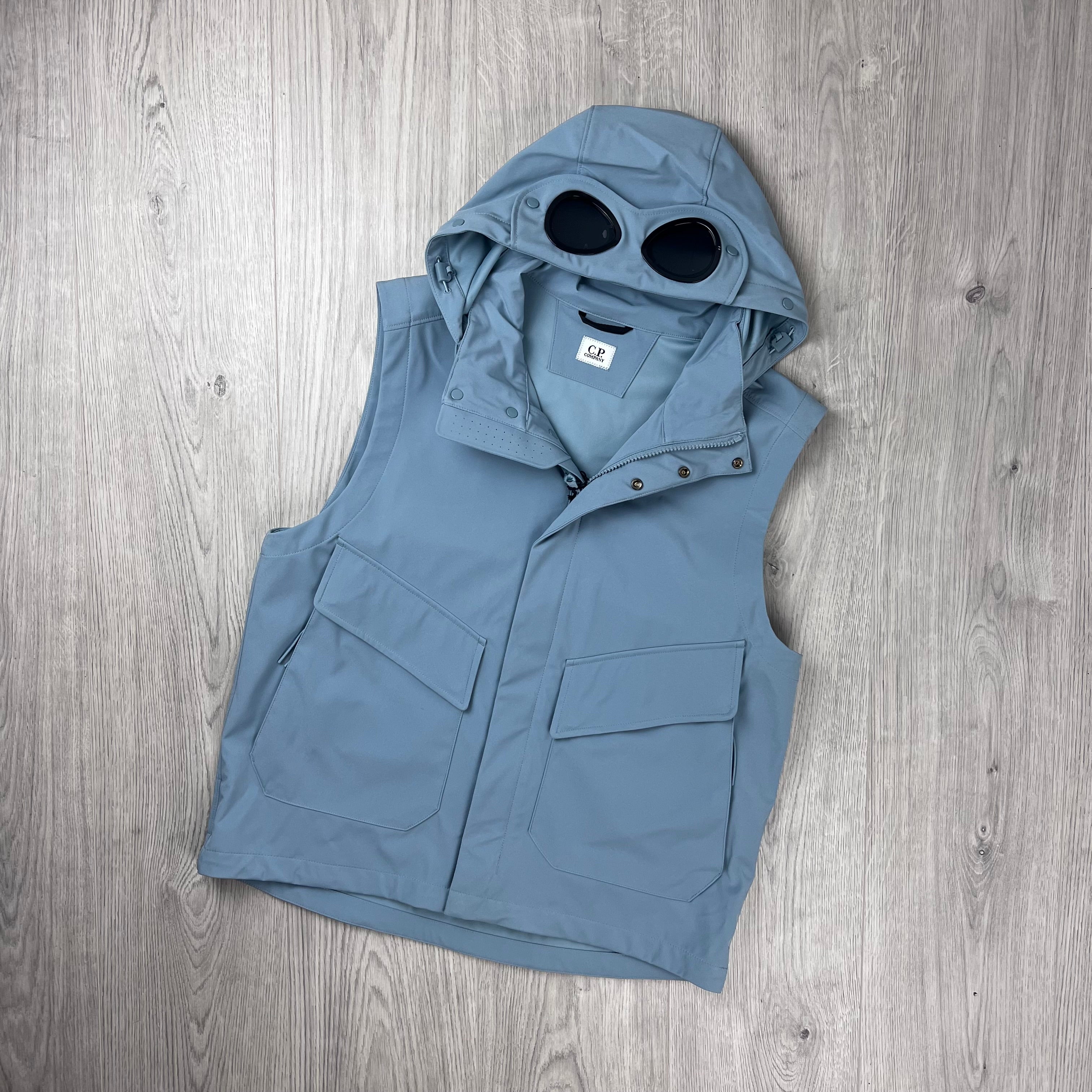 CP Company Goggle Shell Gilet - Silver Blue