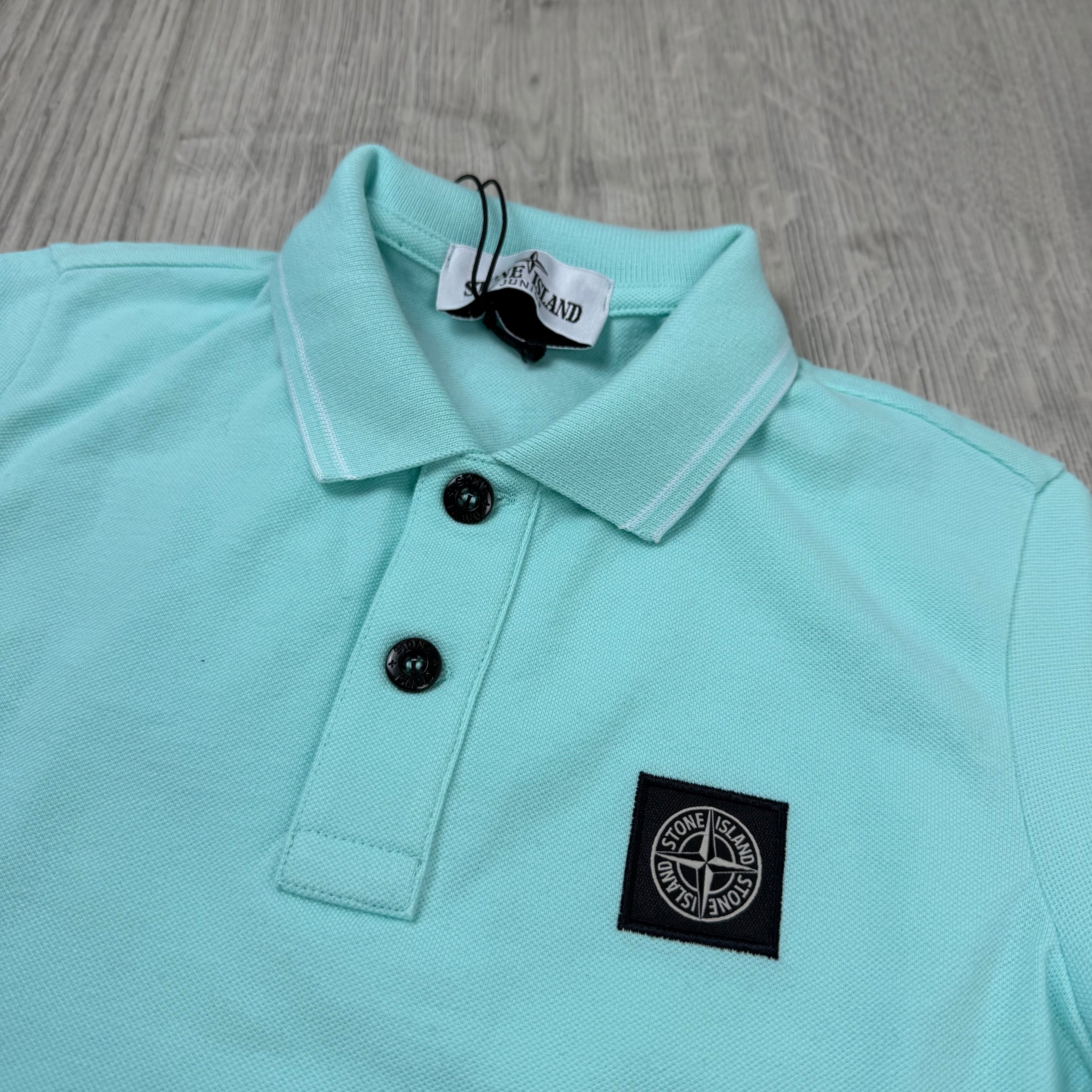 Stone Island Junior Patch Polo Shirt - Aqua