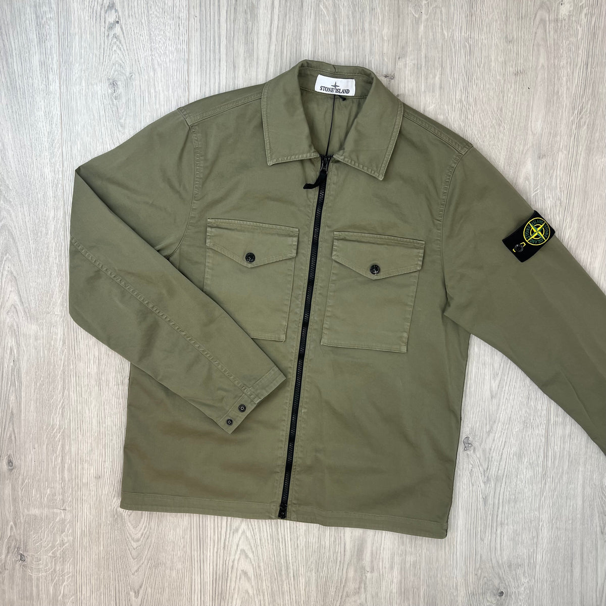 Stone Island Zip Overshirt - Military Green