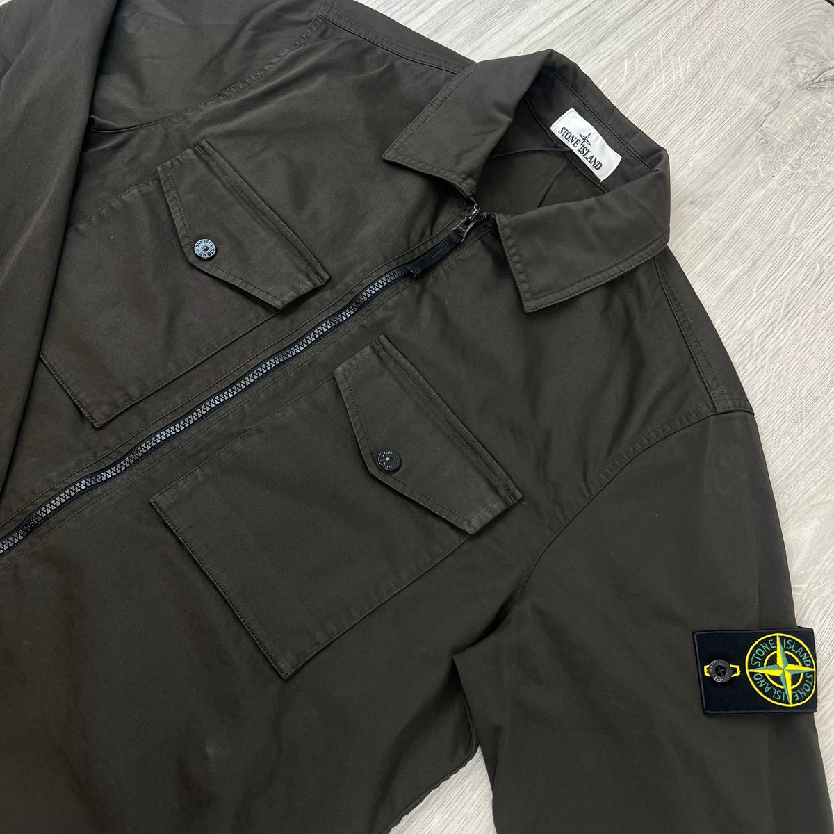 Stone Island Zip Overshirt - Coal Grey