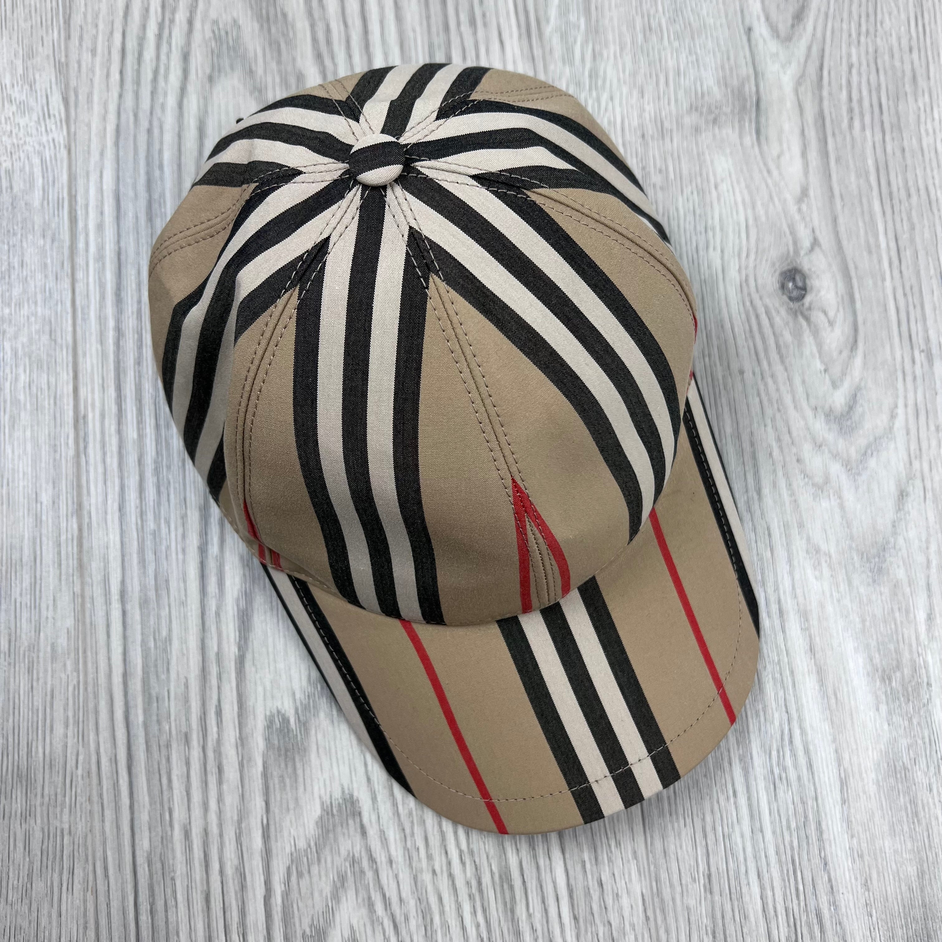 Men's Burberry Striped Baseball Cap in Beige. On sale at Open Attire.