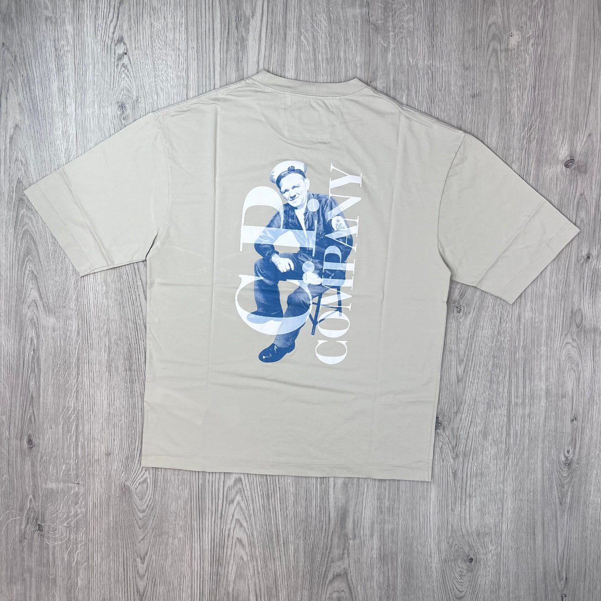 Rear view of the CP Company 30/1 Jersey Sailor T-Shirt in Silver Birch.