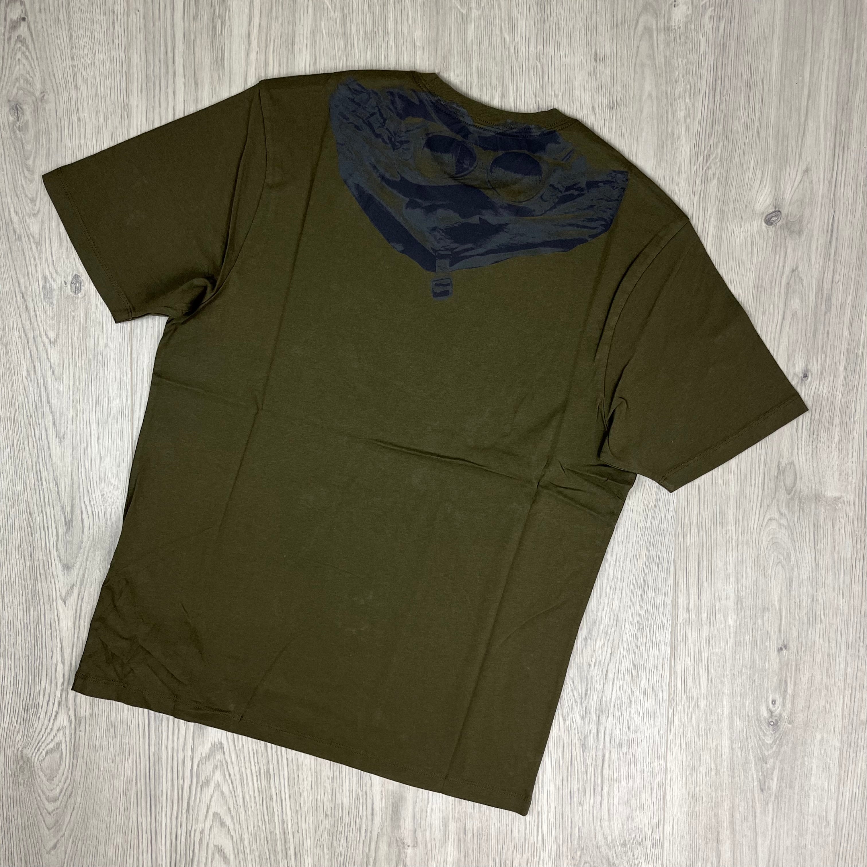 Men's CP Company Goggle T-Shirt in Ivy Green. On sale now!