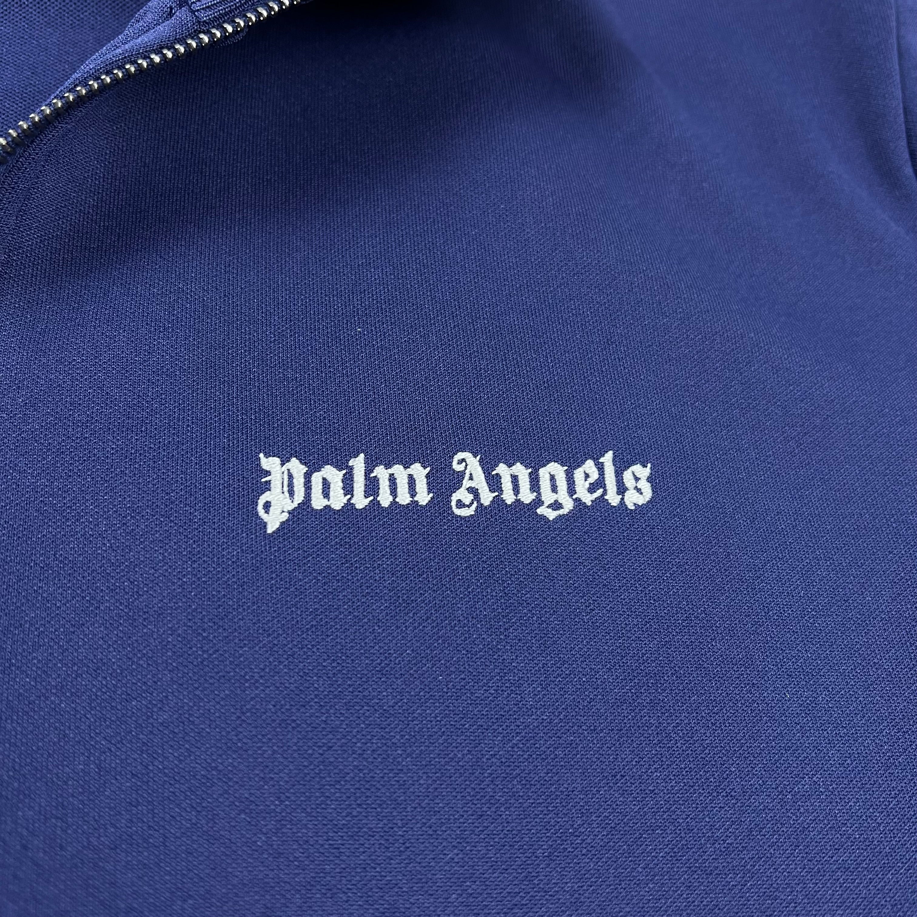 Palm Angels Embroidered Track Jacket in Navy Blue. On sale at Open Attire.