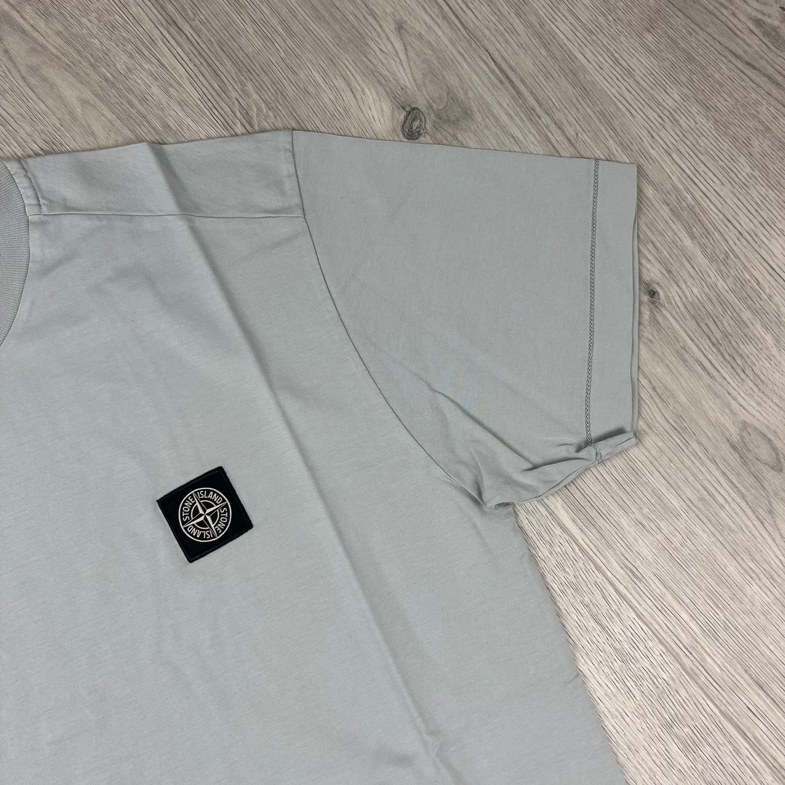 Stone Island 60/2 Patch Logo T-Shirt in Pearl Grey. On sale at Open Attire.