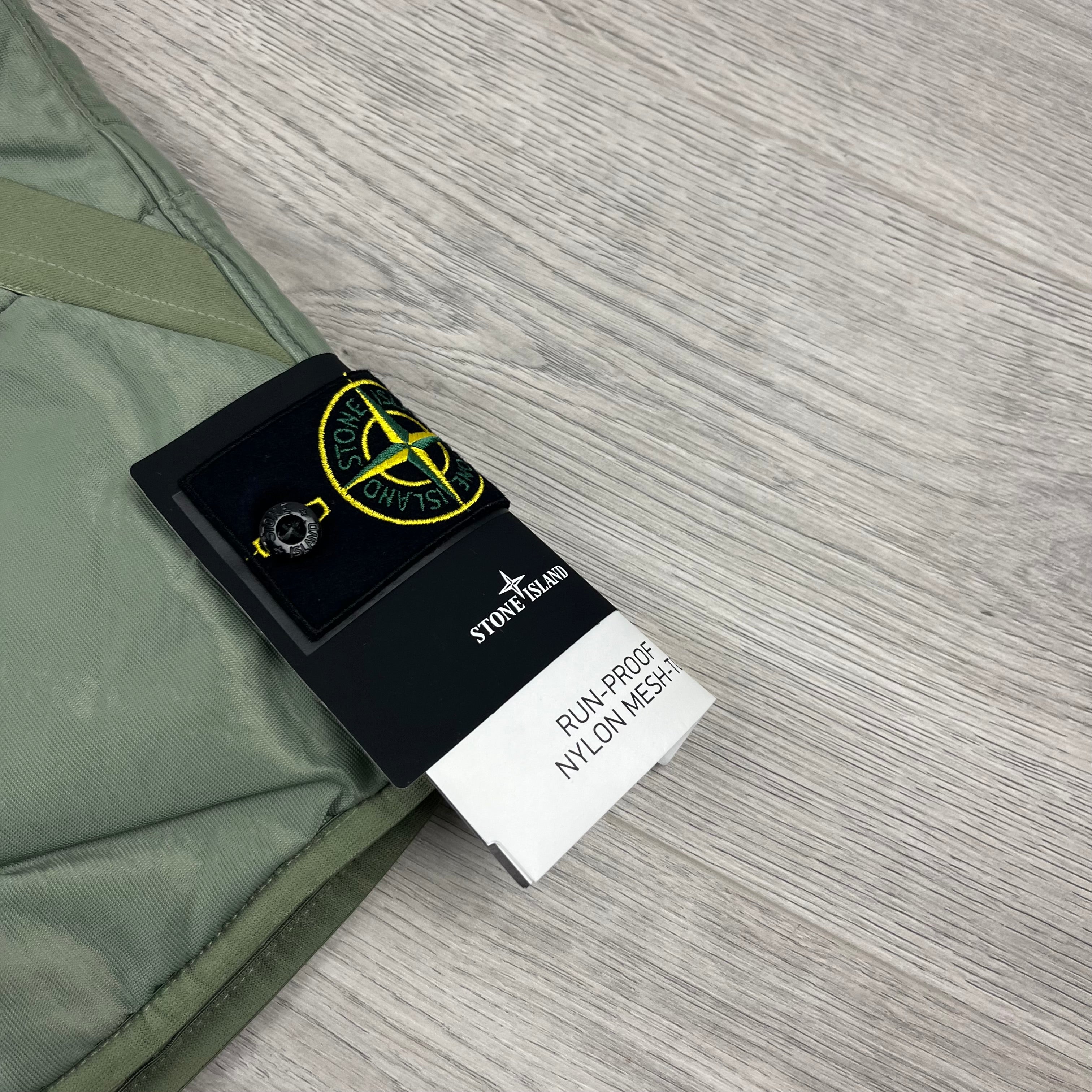Stone Island Run-Proof Nylon Mesh-TC Gilet in Sage Green. On sale at Open Attire.