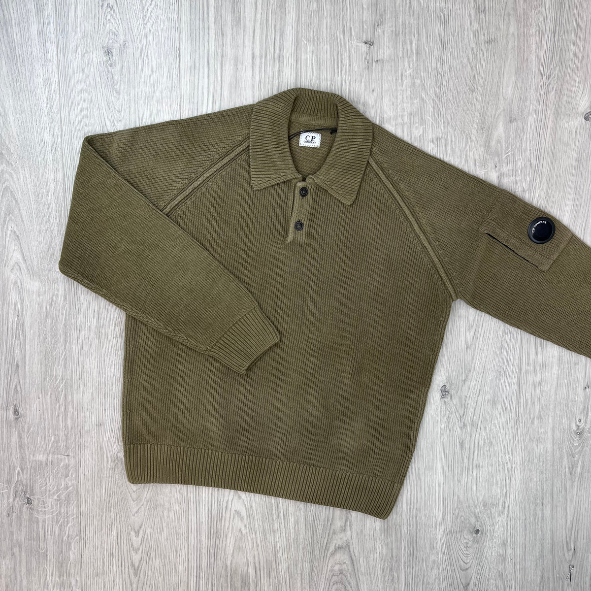 CP Company Chenille Knit Polo - Ermine