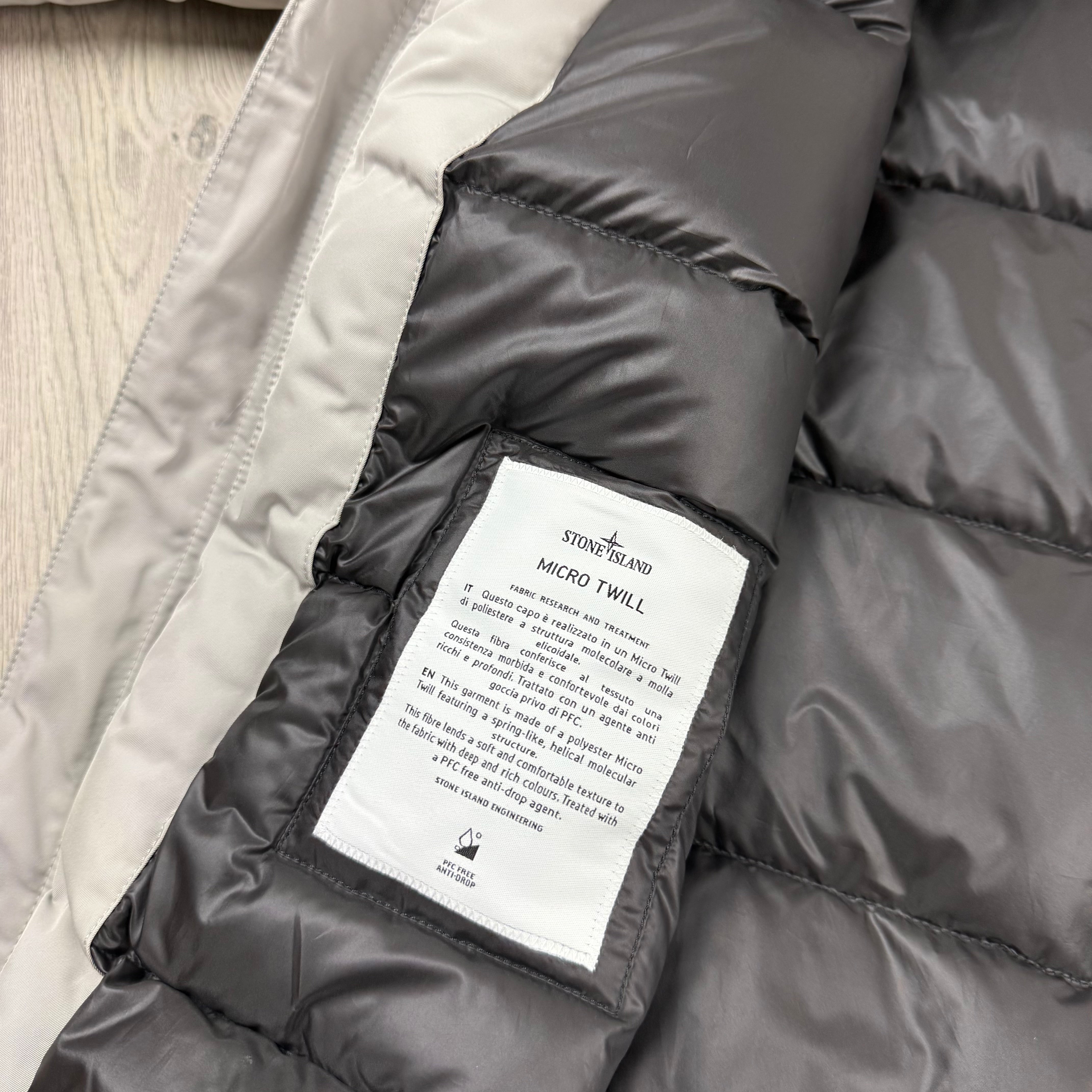 Stone Island Micro Twill Down Parka - Pearl Grey
