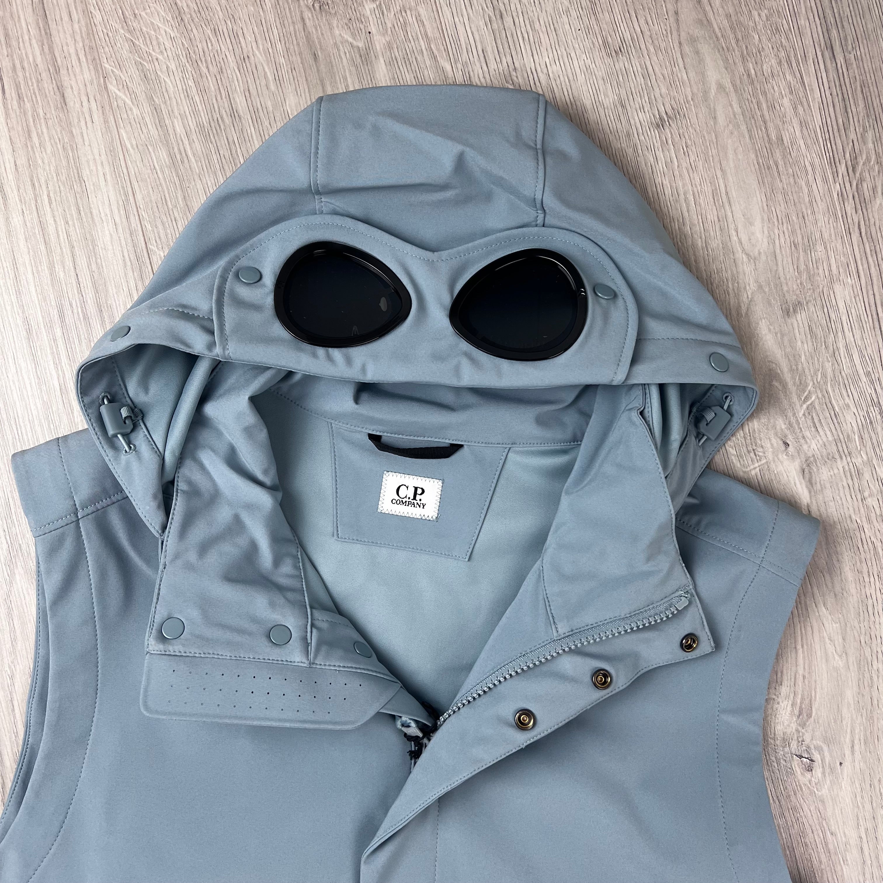 CP Company Goggle Shell Gilet - Silver Blue