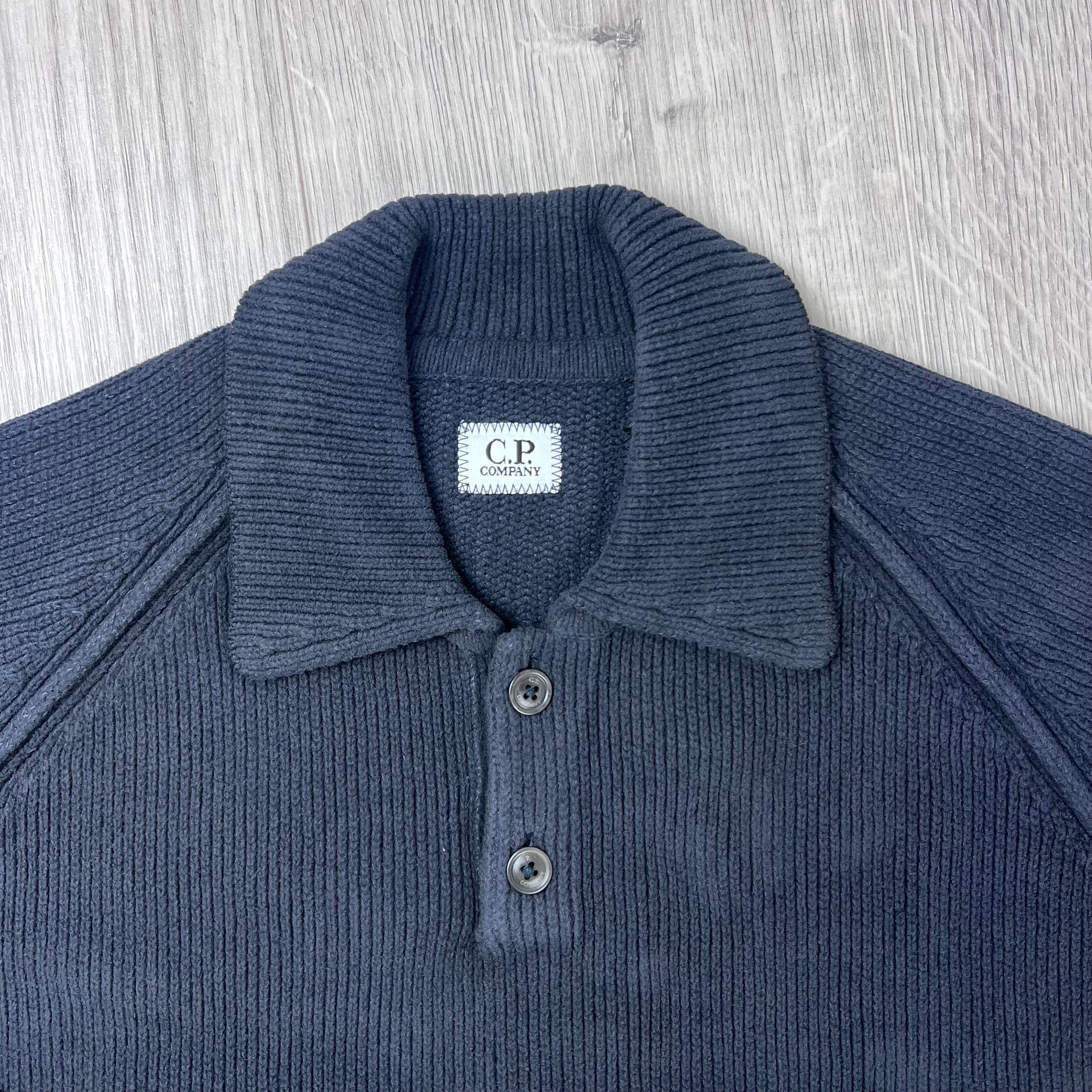 CP Company Chenille Knit Polo - Navy