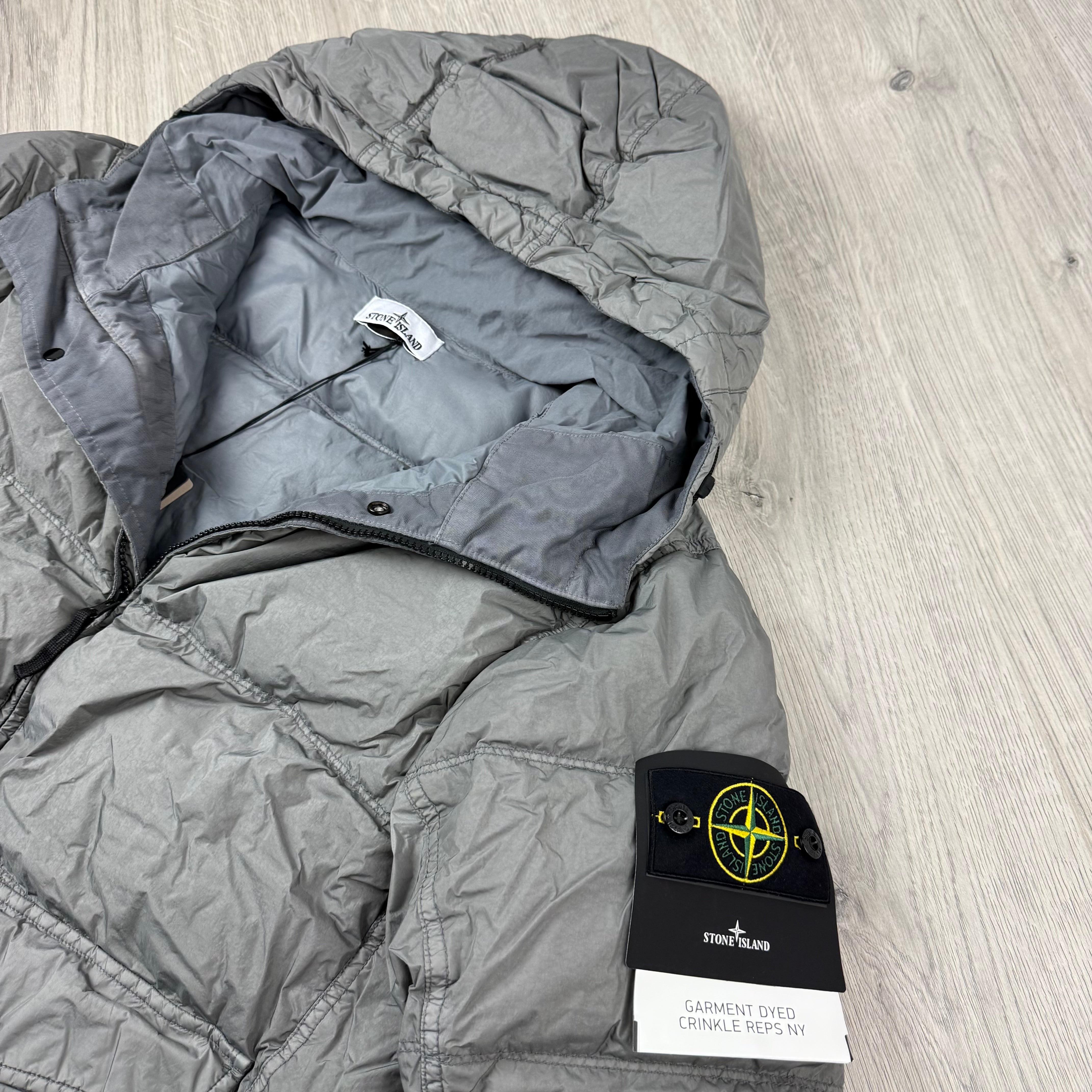 Stone Island Crinkle Reps Down Jacket - Cement