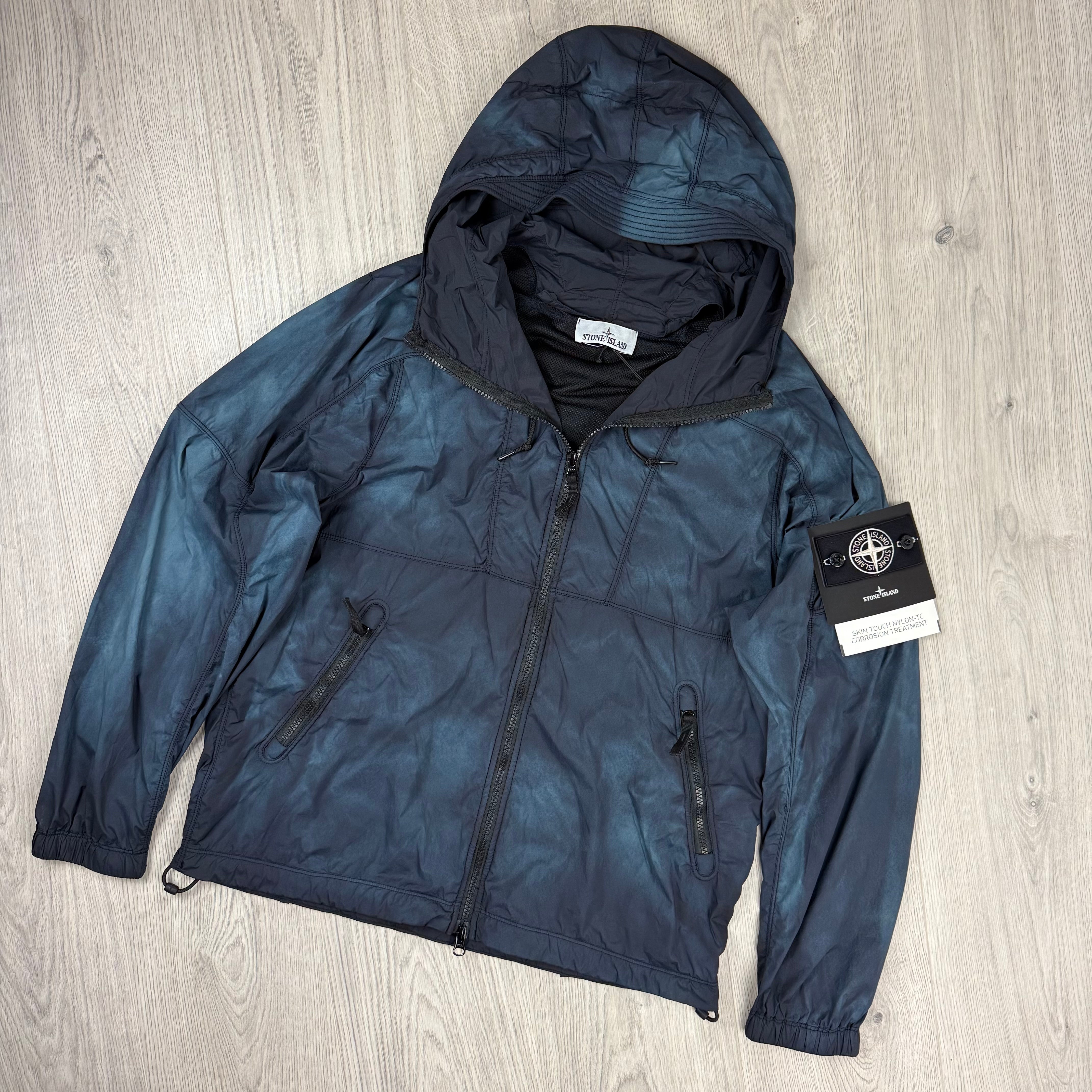 Men's Stone Island Skin Touch Nylon-TC Hooded Jacket in Black. On sale at Open Attire.