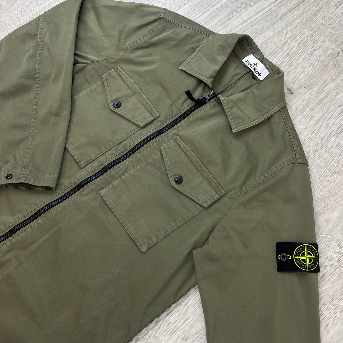 Stone Island Zip Overshirt - Military Green