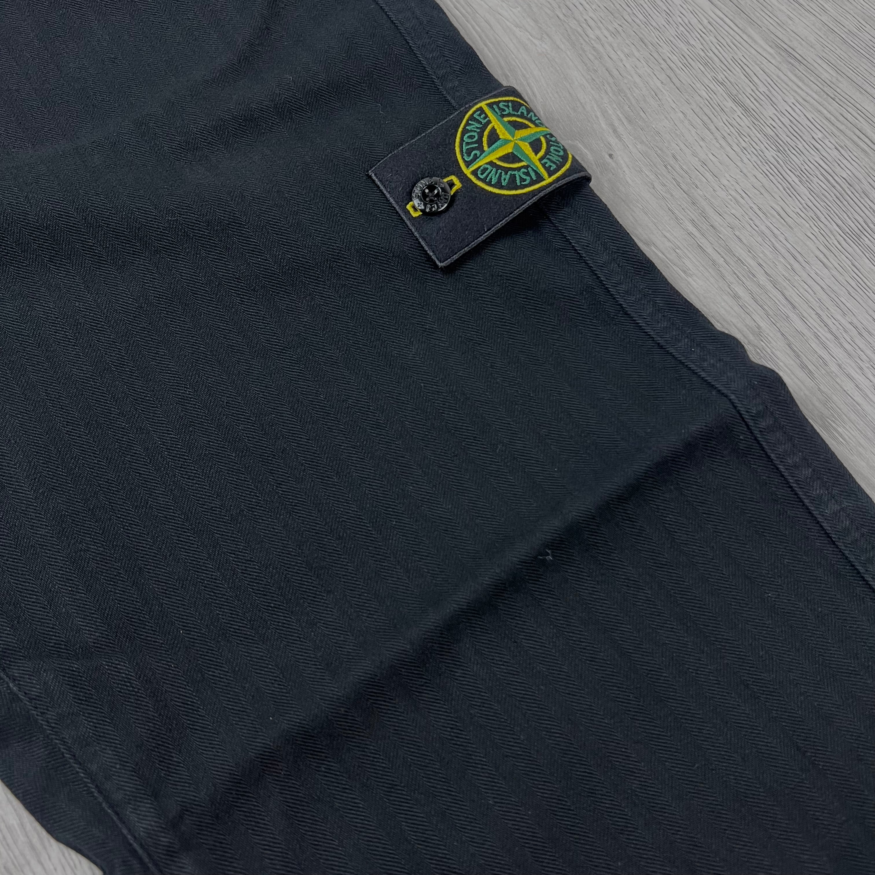 Stone Island Herringbone Trousers - Black