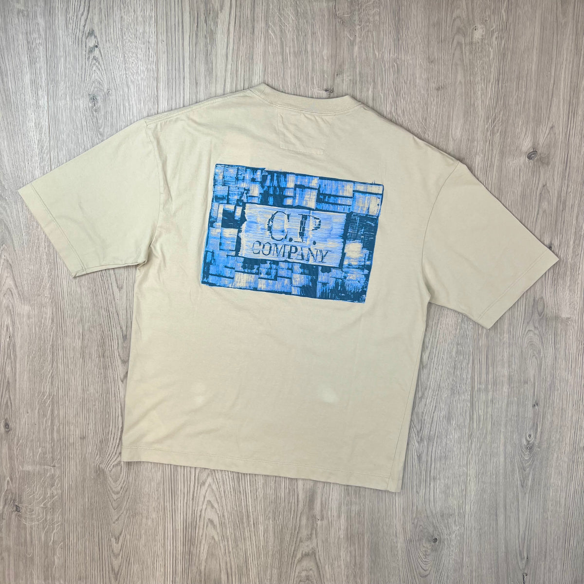 Rear view of the CP Company 30/1 Jersey Graphics T-Shirt in Silver Birch. 