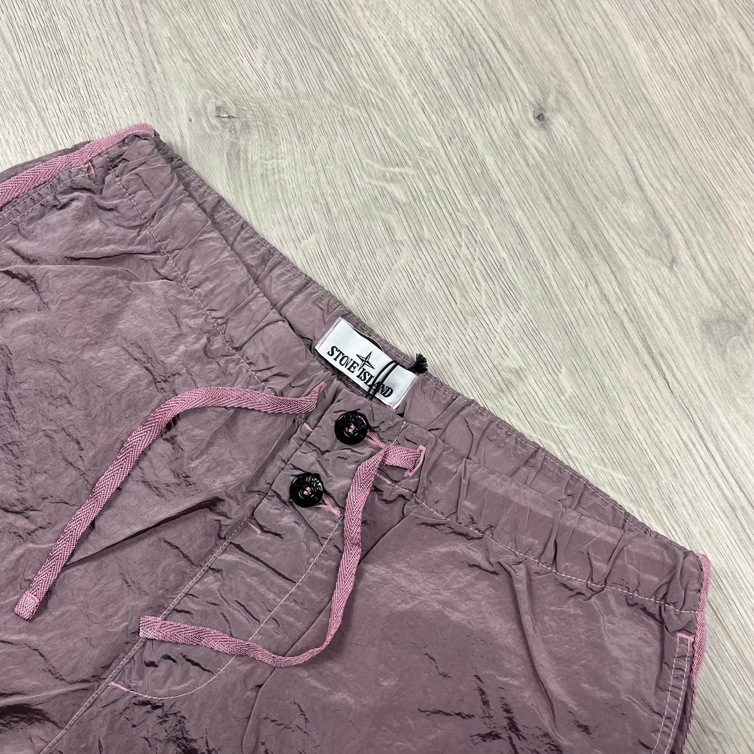 Stone Island Nylon Metal Swim Shorts in Antique Rose. On sale at Open Attire.